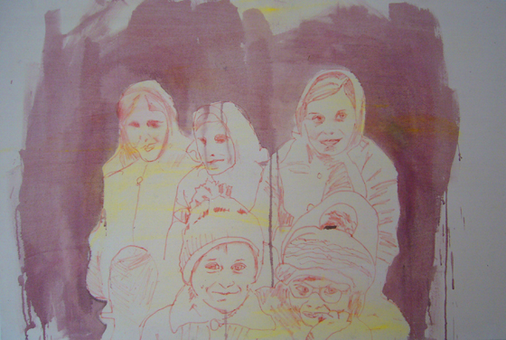 Ohne Titel, Buntstift, Öl auf Leinwand, 100 x 70cm, 2009